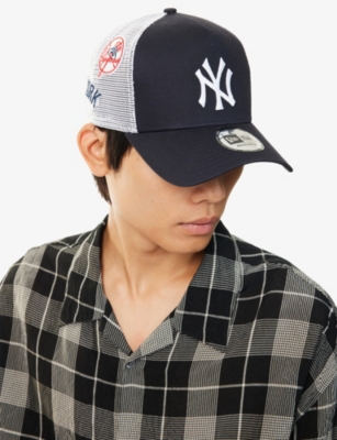 New Era Mens Navy 9forty Patch New York Yankees League Cotton Trucker Cap&nbsp; In Blue