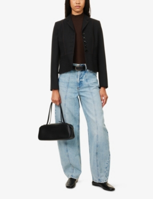 ME AND EM: Contrast-Stitch Fitted Woven Blazer