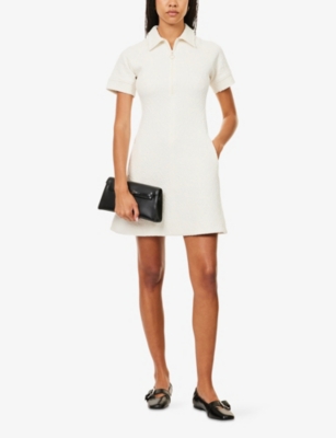 Me And Em And Em Womens Cream Textured Floral-pattern Woven Mini Dress In White
