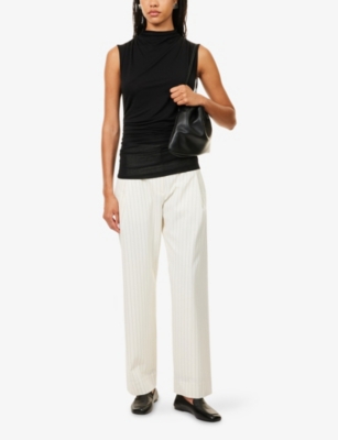 Me And Em And Em Womens Black Draped Sleeveless Stretch-jersey Top In Black