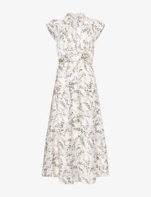 Me And Em And Em Womens Light Cream/black/mu Lily Of The Valley Printed Woven Midi Dress