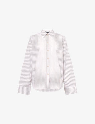 Me And Em And Em Womens White/summer Chocola Striped Relaxed-fit Cotton Shirt