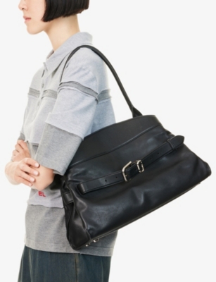 Marc Jacobs Womens Black Debossed-logo Dakota Leather Satchel Bag In Black