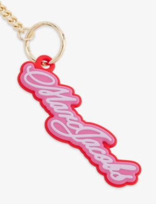 Marc Jacobs Womens The Cursive Logo Bag Charm Bow Pink Multi In Multi