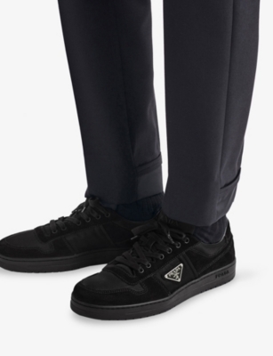 Prada Mens Black Downtown Re Nylon And Suede Trainers Eur 43 / 9 Uk In Black