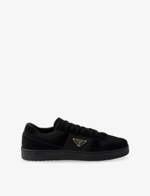 Prada Mens Black Downtown Re Nylon And Suede Trainers Eur 43 / 9 Uk In Black