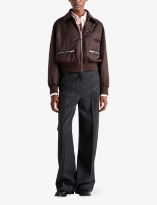 Prada Womens Brown Re-nylon Pointed-collar Blouson Jacket In Brown