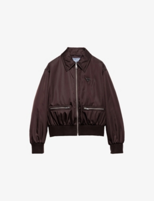 Prada Womens Brown Re-nylon Pointed-collar Blouson Jacket In Brown