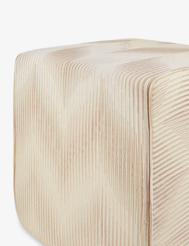 Ande Faded Zigzag-Pattern Woven Cube Pouf 40cm