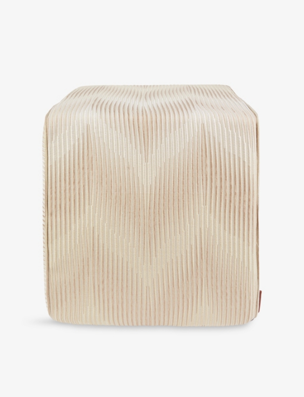 Ande Faded Zigzag-Pattern Woven Cube Pouf 40cm