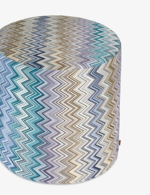 Jarris Zigzag-Pattern Cotton Cylindrical Pouf 45cm