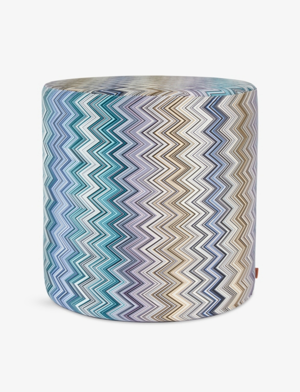 Jarris Zigzag-Pattern Cotton Cylindrical Pouf 45cm