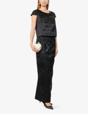 Huishan Zhang Womens Black Virgil Sequin-embellished Duchesse Top In Black