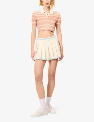 AMIRI: Quad Pleated Cotton Mini Skirt