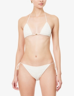 AMIRI: Triangle-Cup Adjustable-Ties Crochet Bikini Set