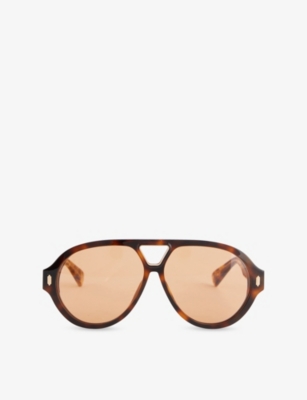 Amiri Mens Tortoise Shell Sunset Aviator-frame Acetate Sunglasses In Brown