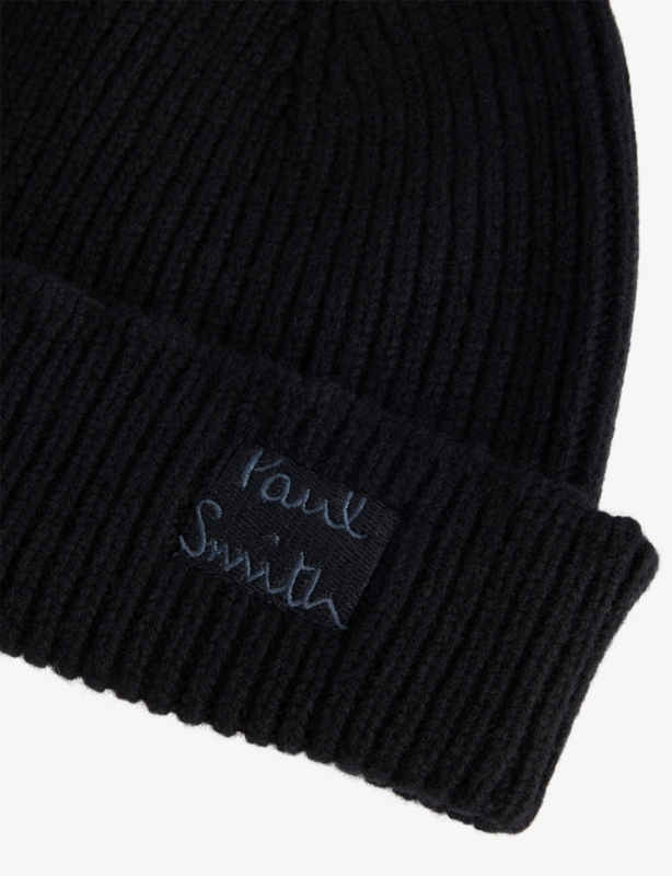 Embroidered-Logo Ribbed Cashmere-Wool Beanie Hat