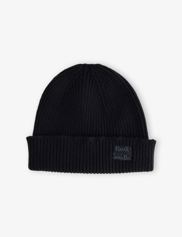 Embroidered-Logo Ribbed Cashmere-Wool Beanie Hat