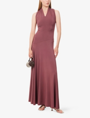 Tove Womens Damson Vina V-neck Stretch-jersey Maxi Dress In Brown