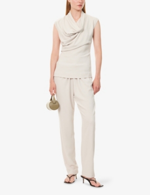 Tove Womens Dove Grey Terri Straight-leg Wool-blend Trousers In White