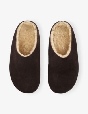 The Row Womens  Hudson Suede Slides In Brown