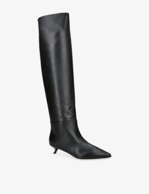 Alevì Milano Womens Black Debby 35 Leather Kitten-heel Knee-high Boots Eur 38/5 Uk In Black