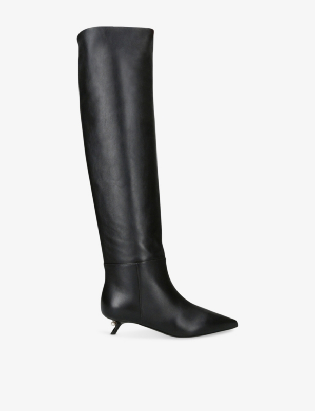 Debby 35 Leather Kitten-Heel Knee-High Boots