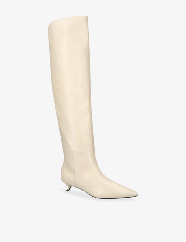 Debby 35 Leather Kitten-Heel Knee-High Boots