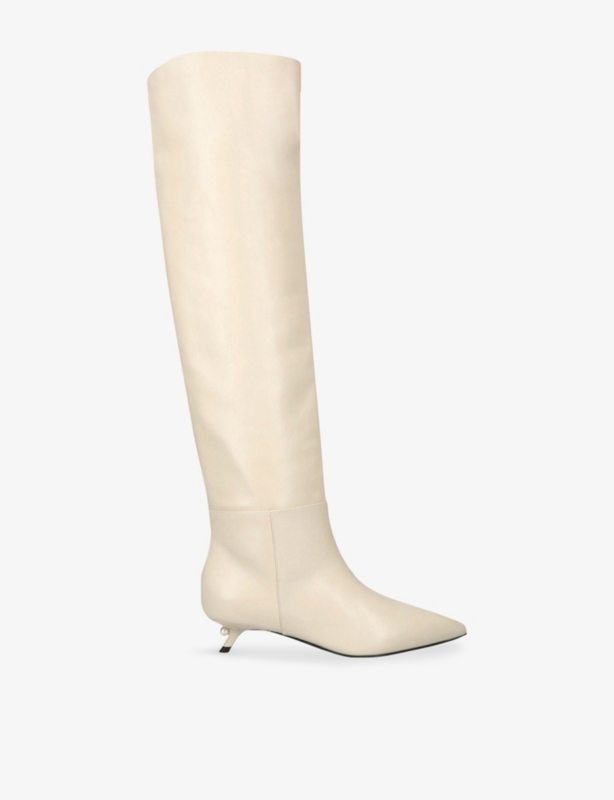 Debby 35 Leather Kitten-Heel Knee-High Boots