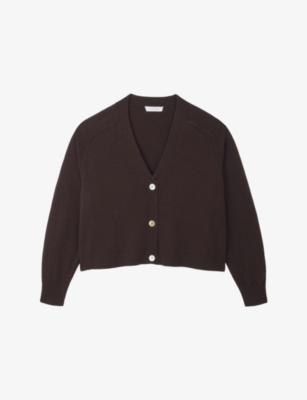 The White Company: Cropped V-Neck Wool and Cashmere-Blend Cardigan