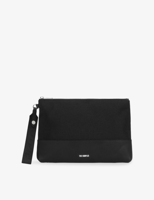 Logo-Embossed Leather And Canvas Clutch