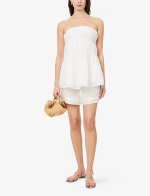 Dissh Womens White Artie Strapless Woven Top In White