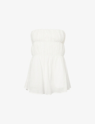 Dissh Womens White Artie Strapless Woven Top In White
