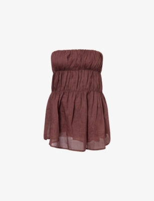 Dissh Womens Walnut Artie Strapless Woven Top In Brown