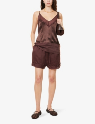 Dissh Womens Walnut Kai Drawstring-waist Ramie Shorts In Brown