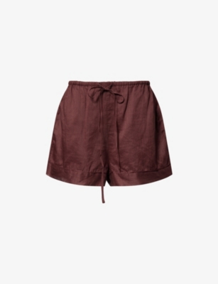 Dissh Womens Walnut Kai Drawstring-waist Ramie Shorts In Brown