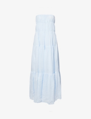 DISSH: Artie Strapless Tiered Ramie Midi Dress