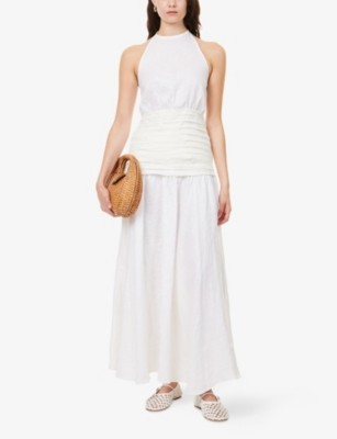 Dissh Womens White Hallie Halterneck Woven Top In White