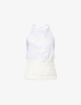Dissh Womens White Hallie Halterneck Woven Top In White