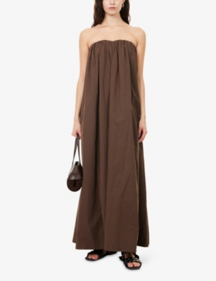Dissh Womens Bitter Chocolate Roisin Strapless Cotton Midi Dress In Brown