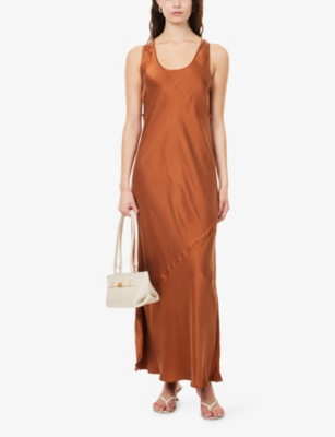 Dissh Womens Rust Darcy Sleeveless Silk Maxi Dress In Brown