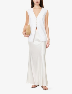 Dissh Womens White Charli Semi-sheer Satin Maxi Skirt In White