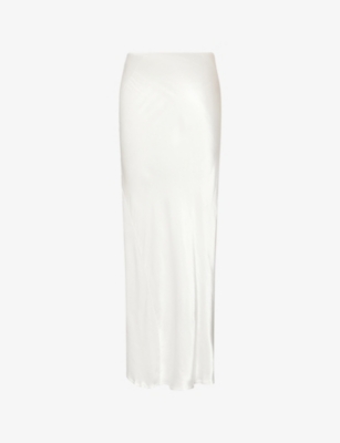 Dissh Womens White Charli Semi-sheer Satin Maxi Skirt In White