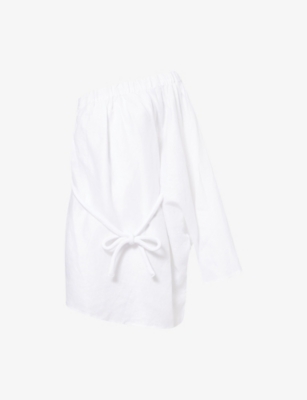 Dissh Womens White Aurelia Single-sleeve Linen Mini Dress In White