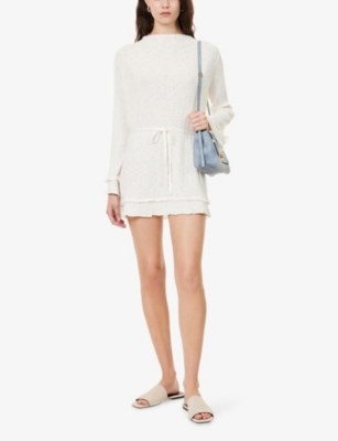 Dissh Womens Ivory Max Semi-sheer Knitted Mini Dress In White