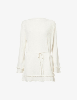 Dissh Womens Ivory Max Semi-sheer Knitted Mini Dress In White