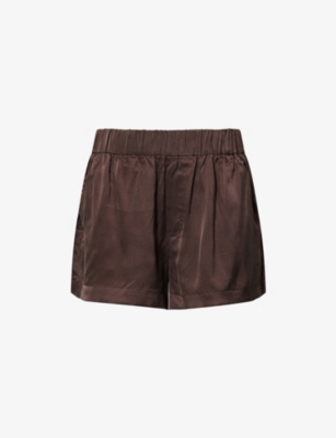 Dissh Womens Bitter Choc Isla Relaxed-fit Silk Shorts In Brown