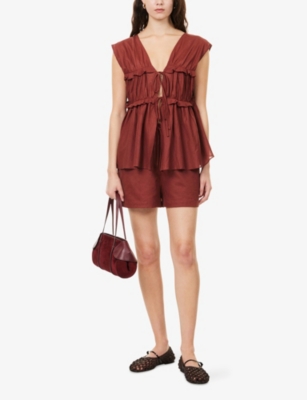 DISSH: Quinn Ruffled Linen And Cotton Top