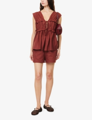 Dissh Womens Sahara Quinn Drawstring Linen And Cotton Shorts In Sand
