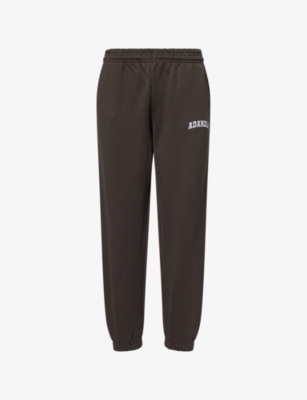 Adanola Womens Coffee Bean Varsity Embroidered-logo Cotton Joggers Xs In Brown